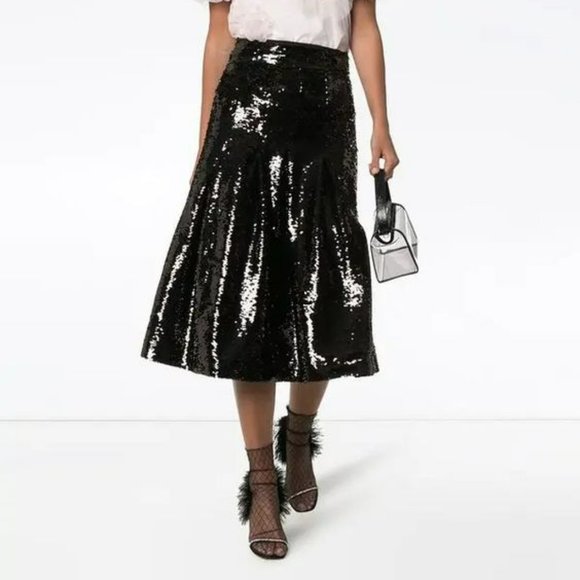 NWT Simone Rocha Pleated Sequin Midi Skirt 4 - Picture 3 of 11